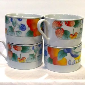 Set of 4 Waterberry bluebird & fruit floral mug